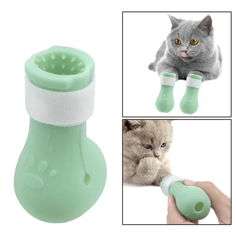 

HILIFE Cat Boot Paw Protector Shoes Anti-Scratch Bite Washing Cut Nails Kitten Feet Boots Set Bath Supplies