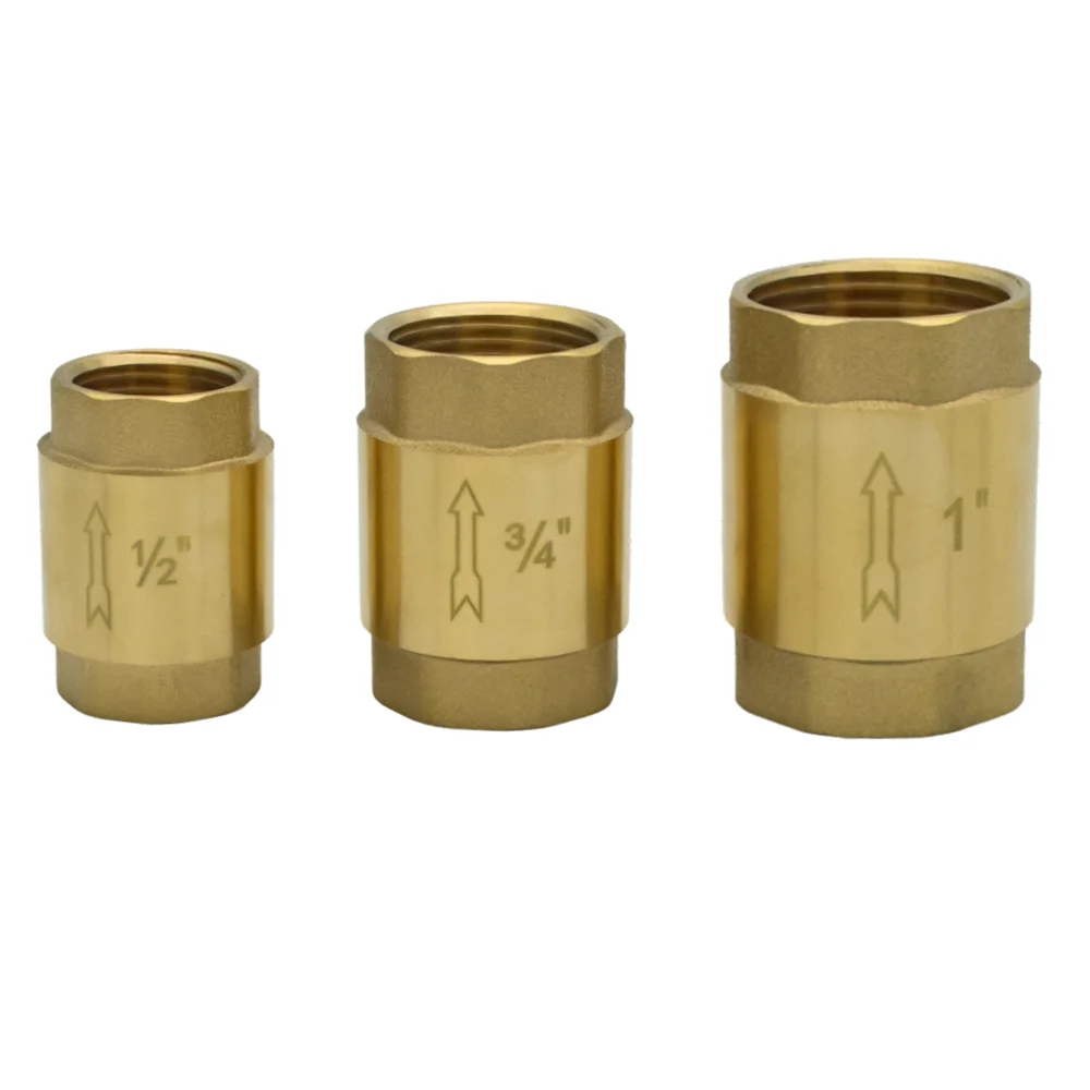 Brass Check Valve In-Line Spring 1/2" 3/4" 1" Female Thread One-Way Backflow Water Control Valve