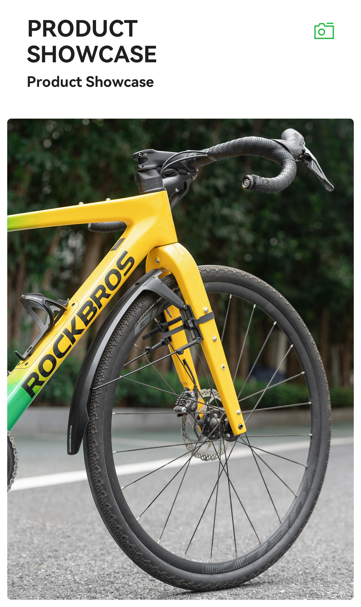 ROCKBROS Fahrradschutzblech Schnellspanner Robustes PP-Material Vorder- und Hinterradschutzblech für Rennrad MTB Gravel Frei Einstellbares Fahrradschutzblech – Detail 10