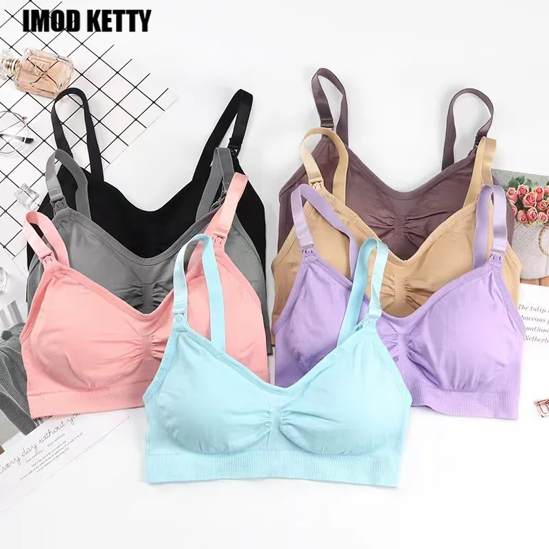 

2pcs Pregnancy Clothes Nursing Bra Without Bones Maternity Bras Prevent Sagging Breastfeeding Women Breathable Feeding Bras