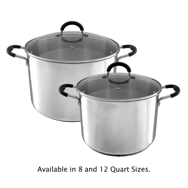 Stainless Steel Stock Pot Quart Large Kitchen Soup Big Cooking, 8