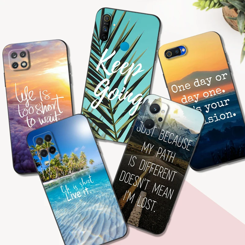 Custodia In Tpu Nero Per Realme 9 Pro Plus 9I Gt Neo2 Narzo 10A 20A 20 30 30A 50A 50I 4G 5G Life Frase Quotes