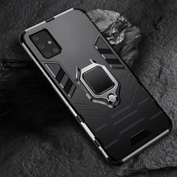 Shockproof Silicone Bumper Magnetic Phone Case - Full Protective Cover for Samsung A51 (Black)