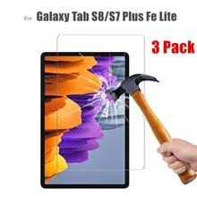Protector de vidrio de 3 piezas para Samsung Galaxy Tab S7 S8, película protectora de pantalla para Samsung Galaxy Tab S7 Plus Fe Lite S8 Plus Ultra
