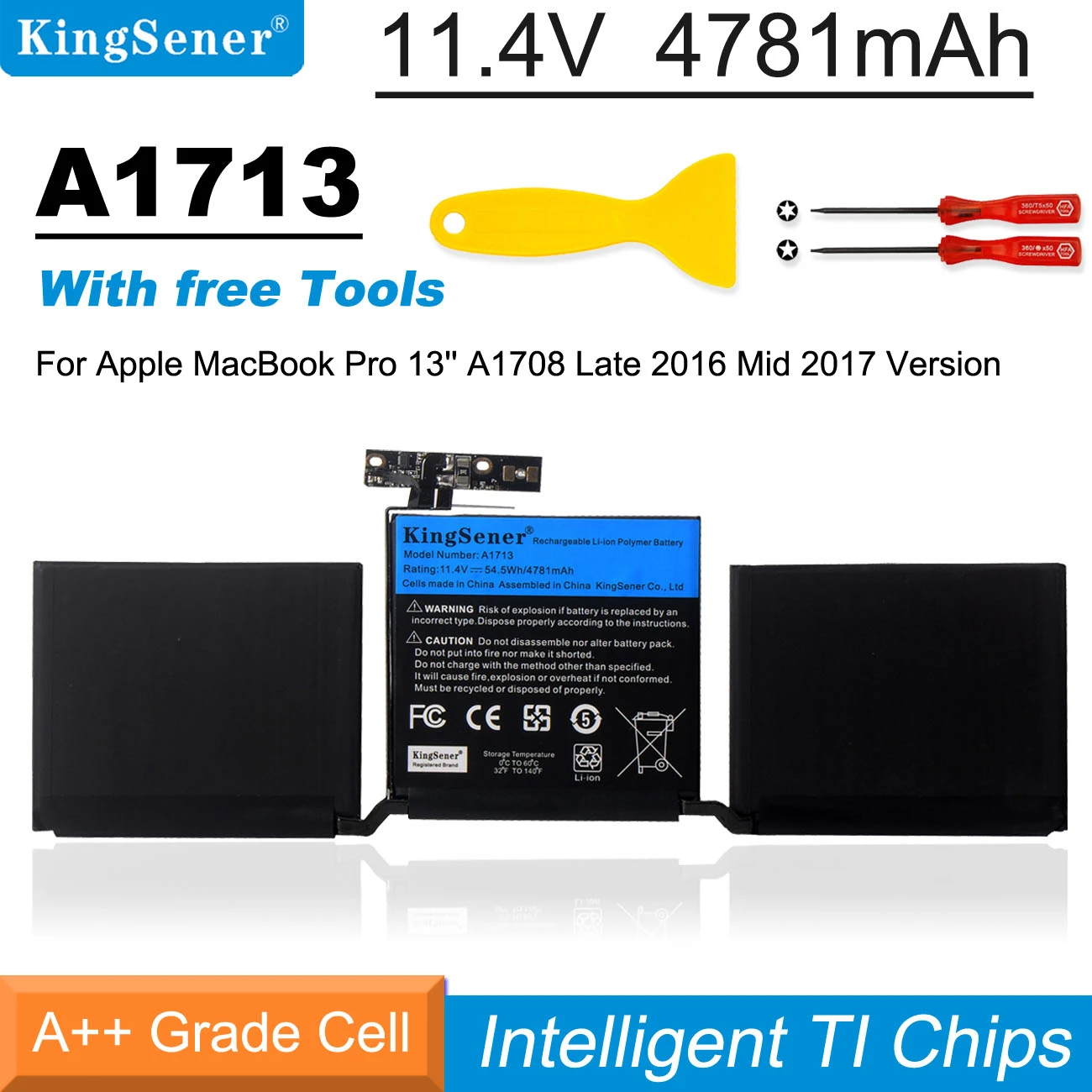 Kingsener A1713 Laptop Battery For Apple Macbook Pro 13" A1708 2016 ...