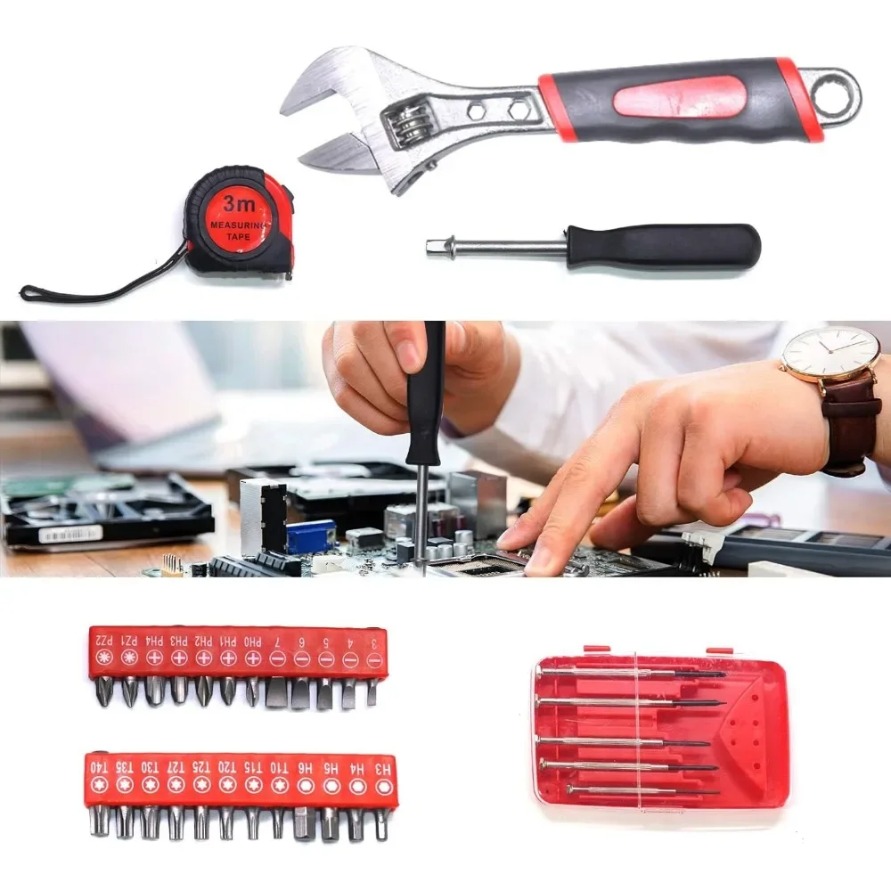 799pcs Aluminum Trolley Case Tool Set Silver House Repair Kit Set Household Hand Tool Set with Tool Belt Gift on Father's Day 3