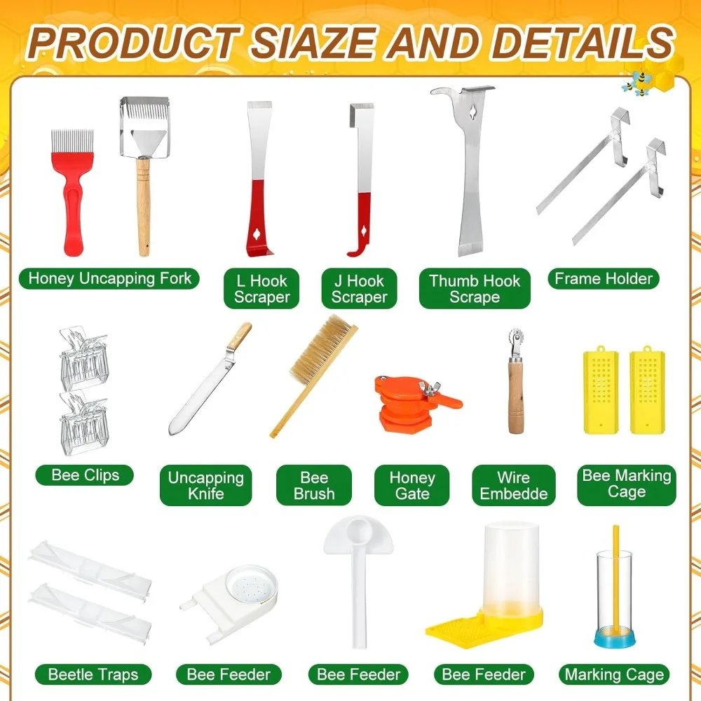 30 Pcs Beekeeping Supplies Tools Bee Suit Starter Kit Bee Keeper Starting Kit Bees Hive Supplies Bees Hives Boxes Starter