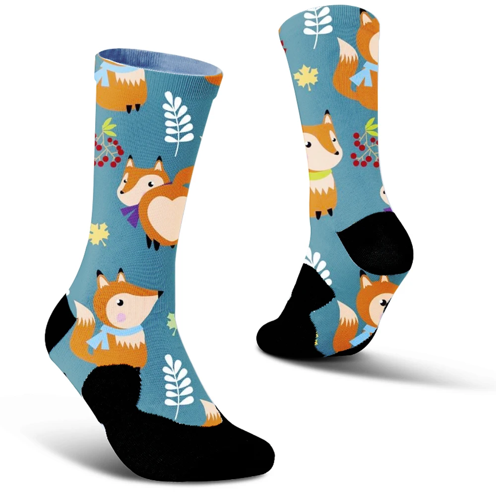 Men Fashion Print Harajuku Cotton Sports Running Socks Neutral Cool Funny Hiphop Casual Pastel Pack Long Tube Set