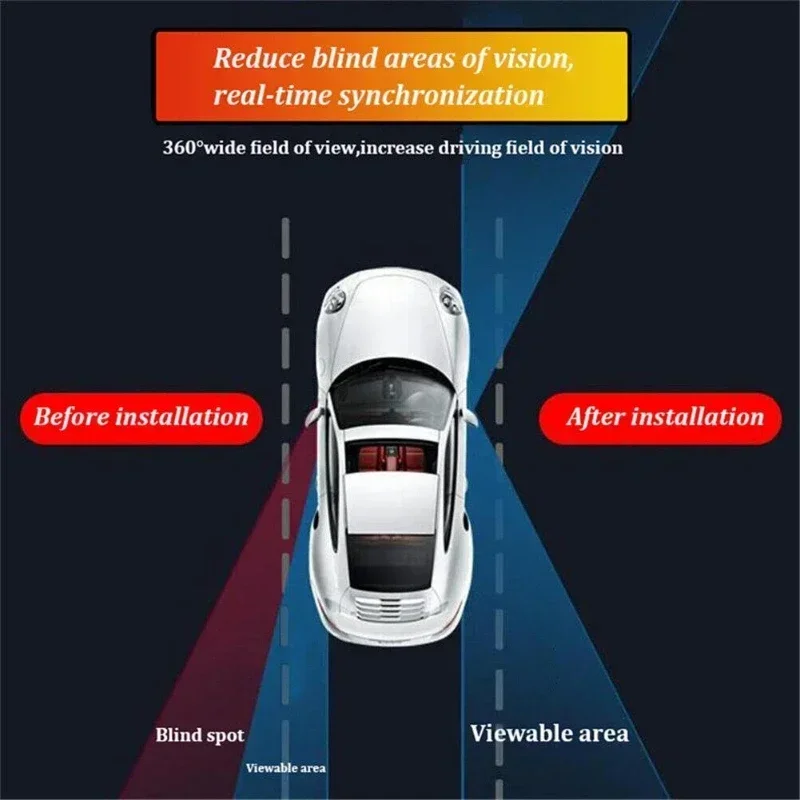 Car Rearview Mirror Blind Spot Mirror Front and Rear Wheels 360&deg; Adjustable Wideangle Blind Spot Reflective Reversing