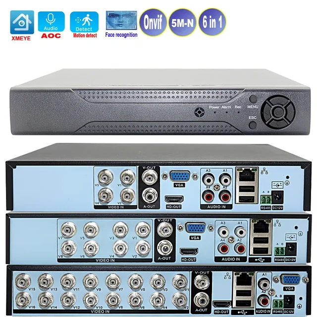 Xmeye-Enregistreur vidéo de surveillance intelligent, DVR NVR, 4 canaux, 8/16 canaux, 5MP-N, 1080P, poignées de mouvement audio sur coaxial, ECT pour caméras de vidéosurveillance 1