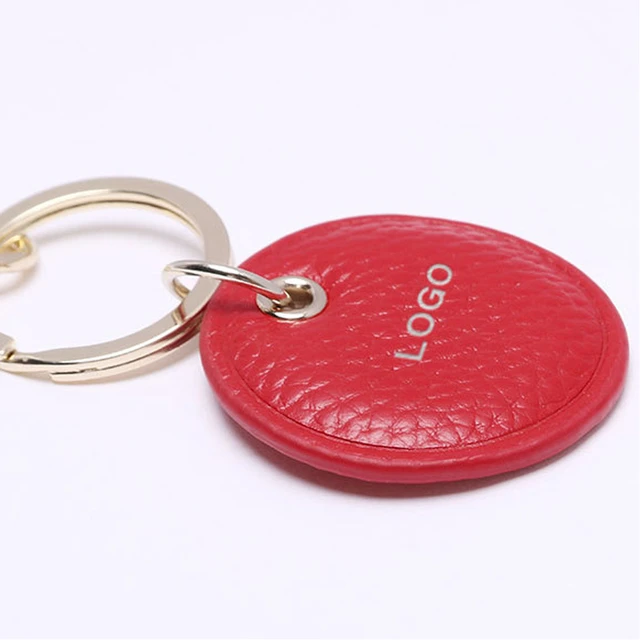 Personalized Leather Round Keytag Logo Keychain