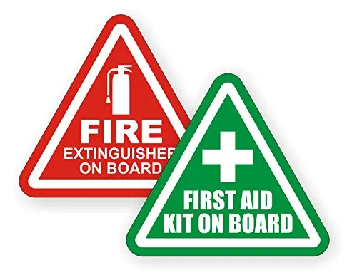 

For 2" Fire Extinguisher First Aid Kit on Board Vinyl Decals Stickers Labels Pair