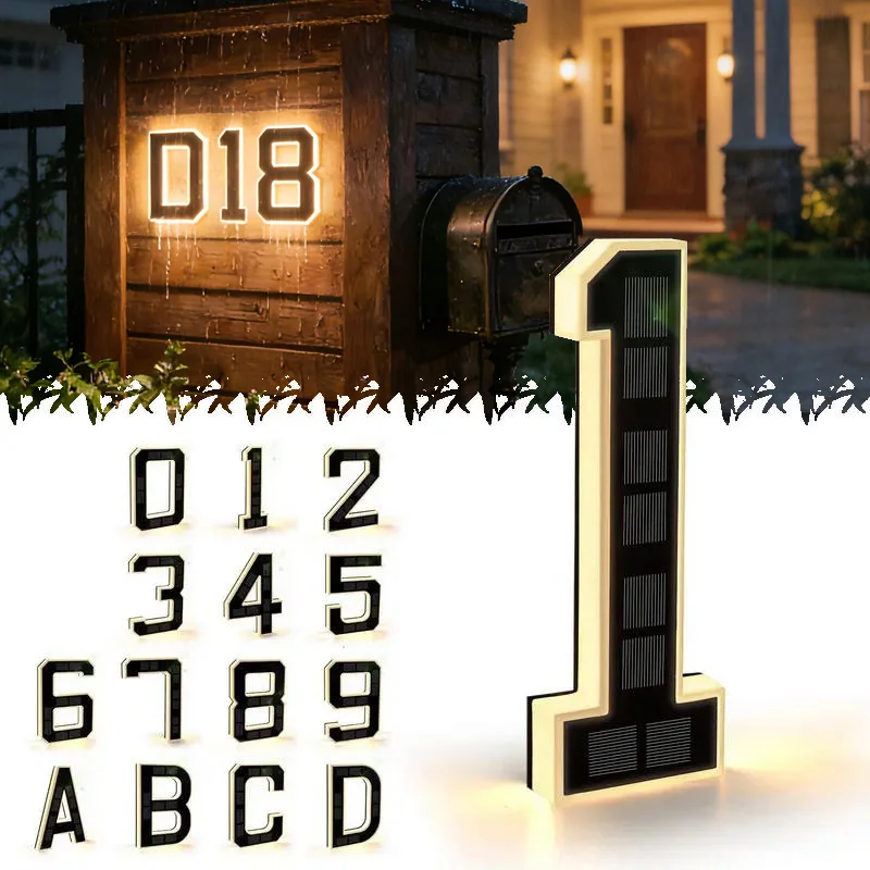 รูปสินค้า ป้ายเลขที่บ้าน LED พลังงานแสงอาทิตย์ ประหยัดไฟ กันน้ำ