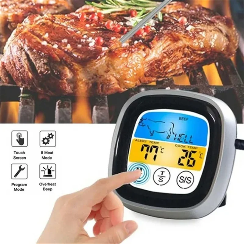 Therye.com-Sonde de température pour four de cuisine, alarme numérique,  Therye.com LCD, cuisson des aliments