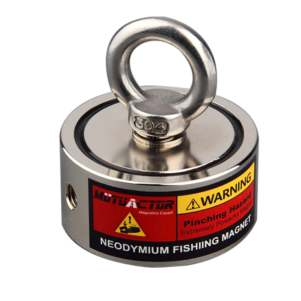 Neodymium Round Magnet Set Two Sided Fishing Detecting Metal 15m Rope 280kg 360KG 500KG 700KG