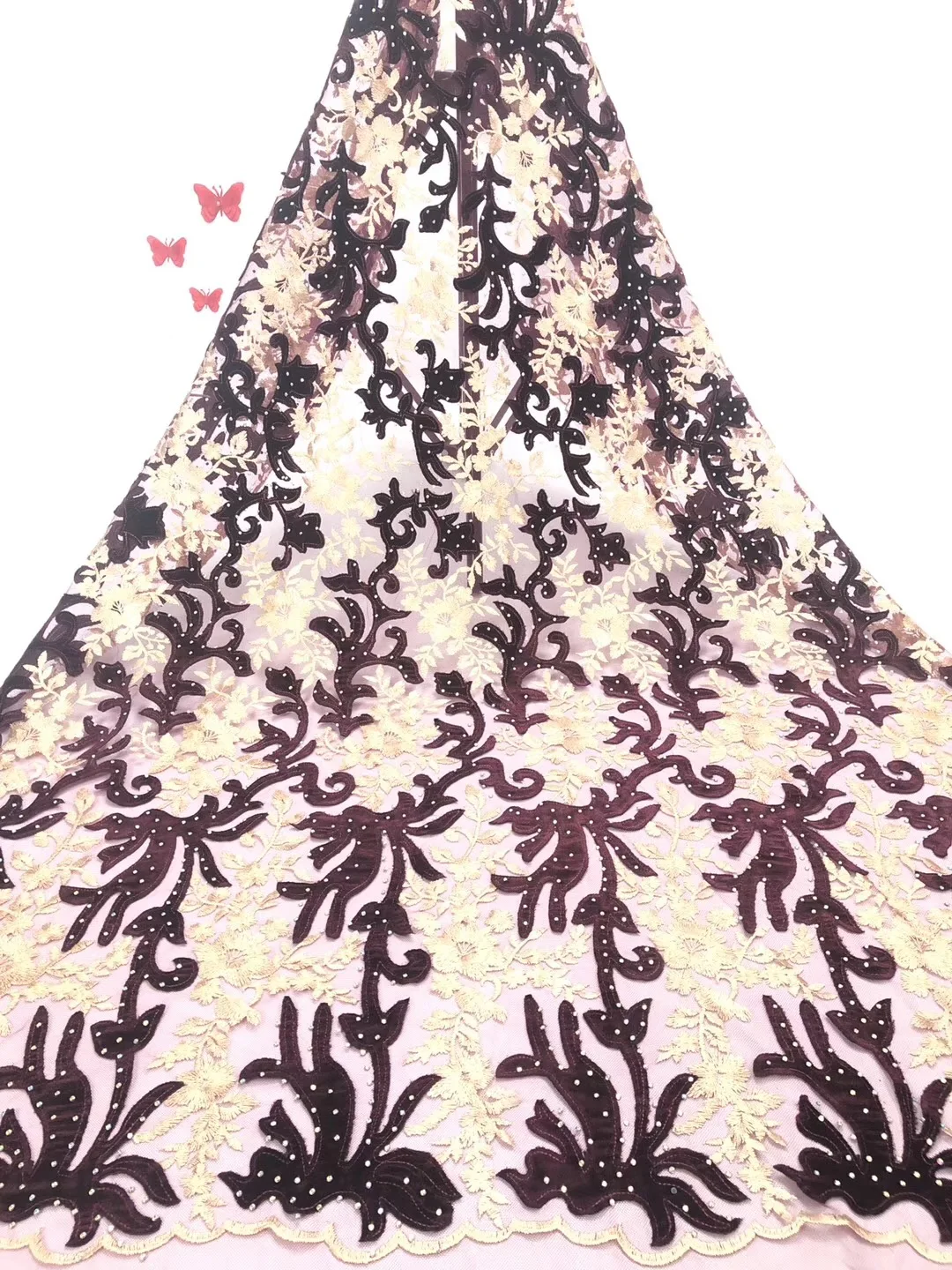 

Onion Latest Nigerian Tulle Lace 2021 French Net Beaded Lace Fabric For Nigerian Wedding Embroidery African Lace Fabric RF304