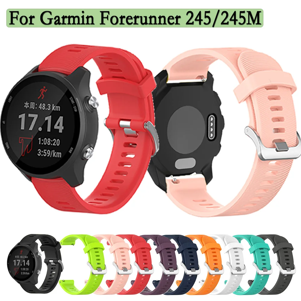 

20mm Watch Bands Strap For Garmin Forerunner 245/245M/645/645M Vivomove HR Sport Soft silicone Smart Watchband Bracelets belt