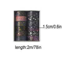 6 rolls of starry sky bronzing pattern washi tape, constellation pattern tape and gift wrapping decoration, gifts for friends 2