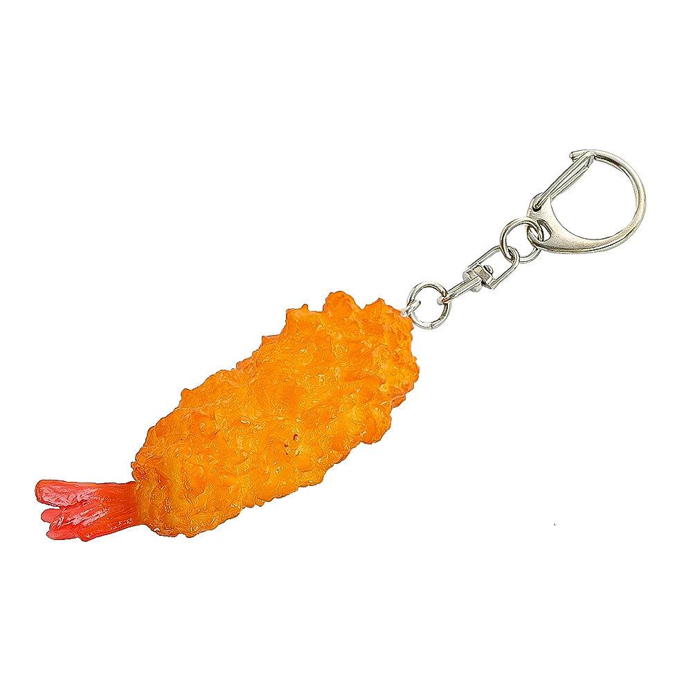 1PC Simulation of Fried Shrimp Keychain Creative Food Car Keychain Model Photography Ornaments FunGifts From Restaurants