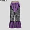 Fashion Casual Style Men's Trousers INCERUN Mesh Splicing Hollow Perspective Long Pant Streetwear Male Drawstring Pantalons 2025 4
