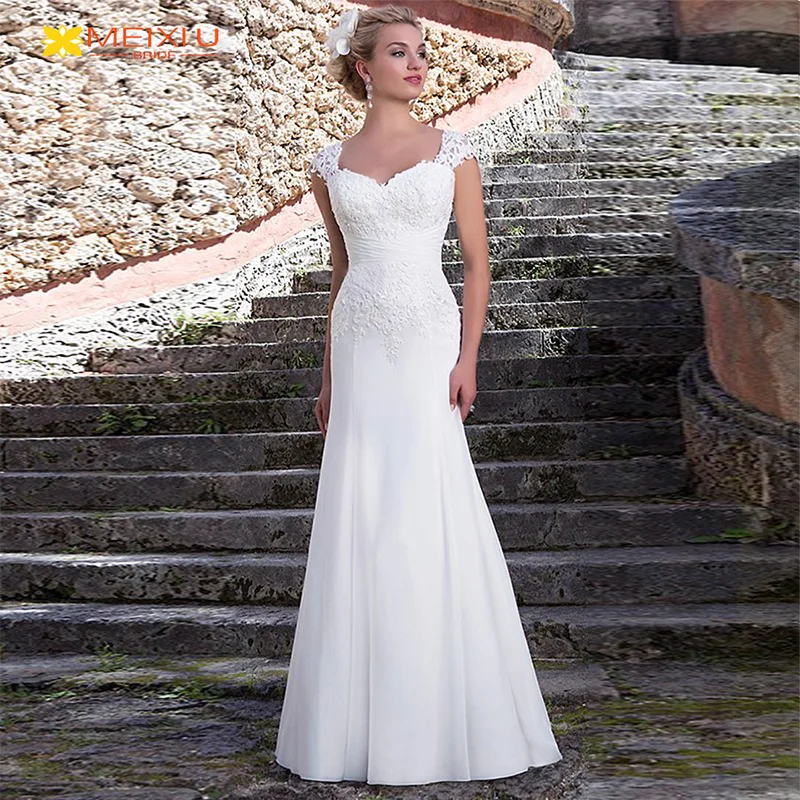

Decal Double Shoulder Chiffon Custom Wedding Dress Sweetheart Collar Floral Design Travel Photography Fashion Charming Bridal