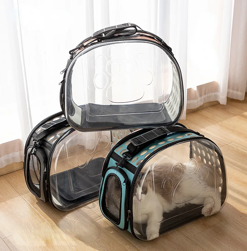 New Lightweight Portable Cat Space Capsule Pet Carrier Bag Transparent Plastic Zipper Closure Breathable Classic Style Slings
