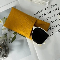 Premium Double - Layer PU Leather Waterproof Eyeglasses Pouch and Sunglasses Case (Yellow1 - Double layer)
