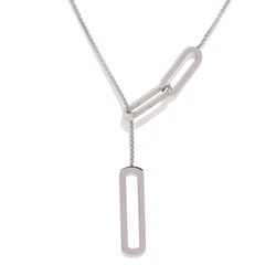 Elegant 18K Gold Plated Long Necklace with Delicate Pendant - Hypoallergenic Stainless Steel Chain (Silver)