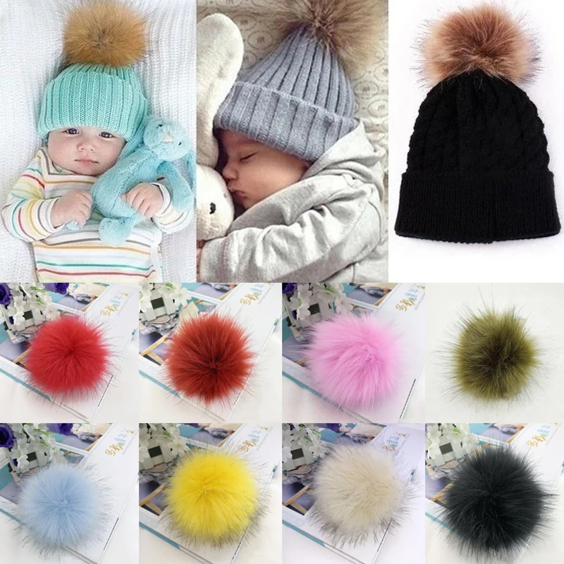 12cm Fur Pompom Faux Hairball Hat Ball Fake Fox DIY Fur Pom Pom Fluffy Colorful Handmade Clothing Crafts Key Chain Accessories