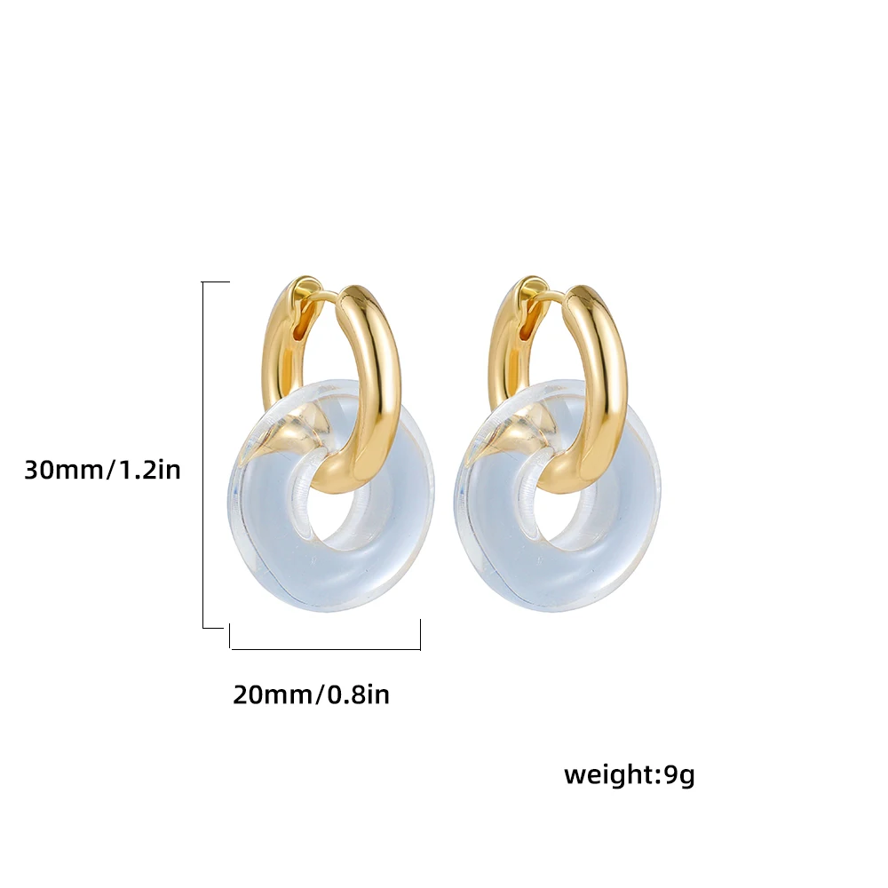 Boho Transparent Acrylic Round Hoop Earrings for Women Gold Color Metal Huggie Ear Buckle Female Party Jewelry Gifts
