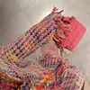New Autumn Rainbow Color knitted Sweater Women Fashion V-Neck Tassel Decoration Cardigan Lady Retro Single-Breasted Casual Tops 4