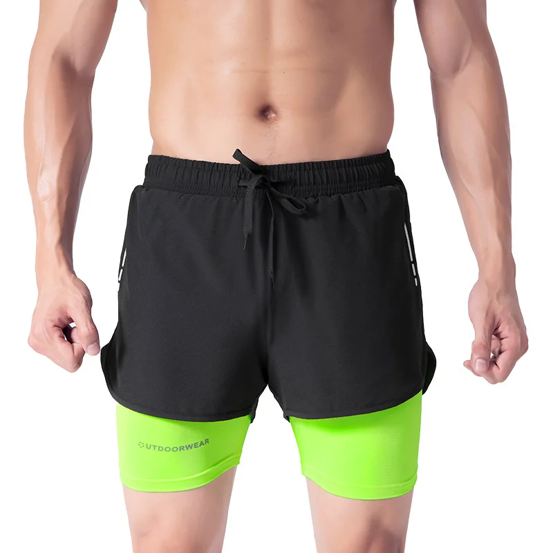 Sport Shorts Men Sportswear Double-deck Running Shorts 2 In 1 Beach Bottoms Summer Gym Fitness Training Jogging Short Pants