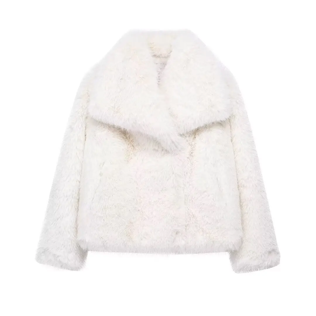 HXAO blanc fausse fourrure manteau 2024 femme nouveau en manteaux automne hiver fourrure peluche moelleux veste chaud rouge gris noir vêtements d'extérieur