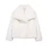TRAF White Faux Fur Coat 2024 Woman New in coats Autumn Winter Fur Plush Fluffy Jacket Warm Red Gray Black Outerwears 2