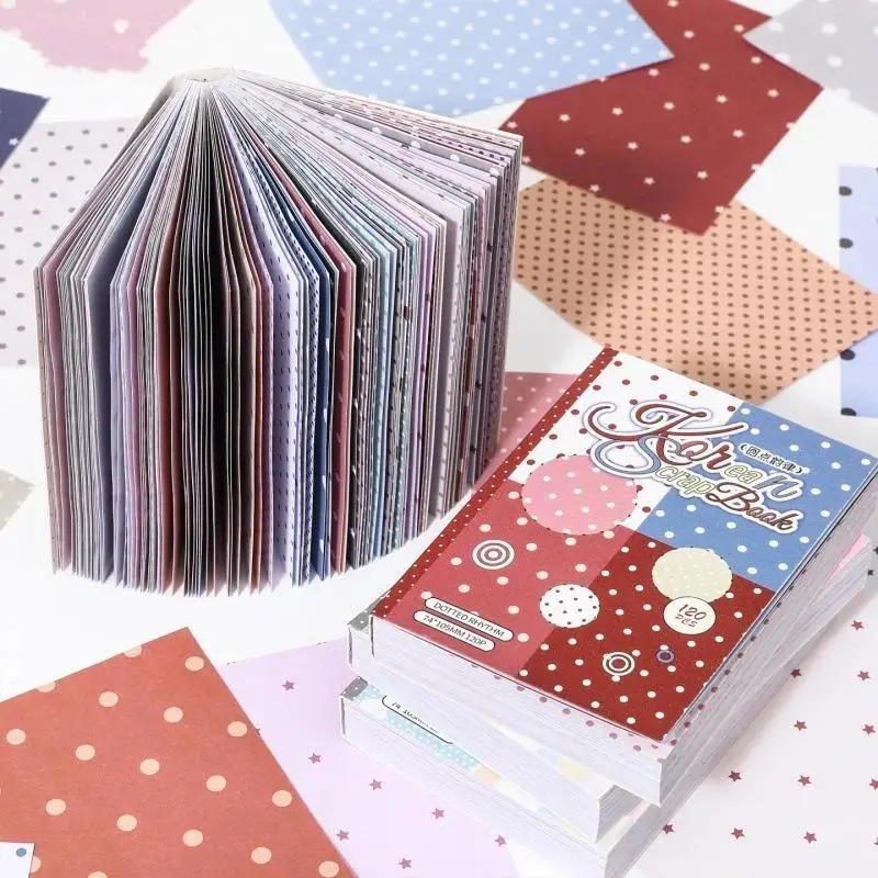 Blocco di Carta per Scrapbooking Kawaii | 120 fogli di carta con motivi a pois e stelle | Perfetto per la creazione di diari, la realizzazione di biglietti fai-da-te e l'artigianato artistico - immagine 5