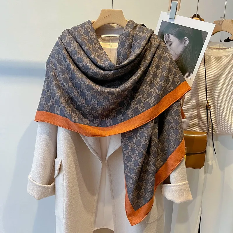 

Classic Print Wool Scarfs Shawl for Womens Large Square Wool Blanket Scarves Wraps Cape 135*135cm