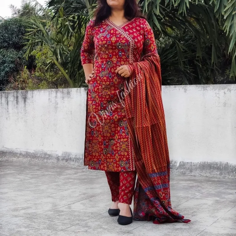 

Indian Straight Kurti Pant Dupatta Women Kurta Palazzo Dress Fashion Trends