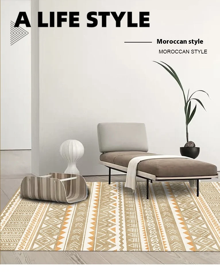 VIKAMA BOHO Crystal Velvet Carpet Cream-Style Washable, Waterproof, Stain-Resistant And Dirt-Resistant Bedroom Home Decoration