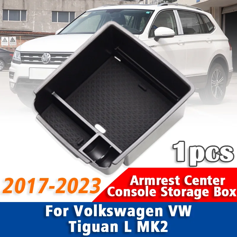 

1Pcs Armrest Center Console Storage Box For Volkswagen VW Tiguan L MK2 2017 2018 2019 2020 2021 2022 2023 Car Interior Styling