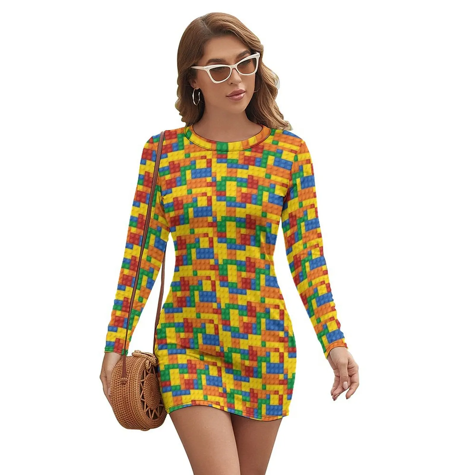 

Color Building blocks Long-sleeved Dress dress women summer sexy dress for women