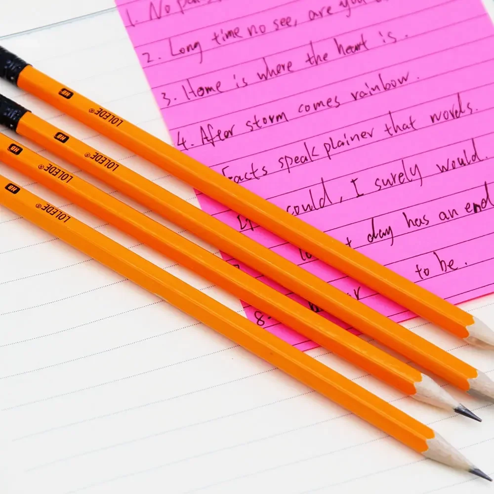 1/5/10Pcs HB Yellow Holder Sketch Pencil Wooden Lead Pencils Childrens Writing Pencils Office Painting Drawing School Stationery 5