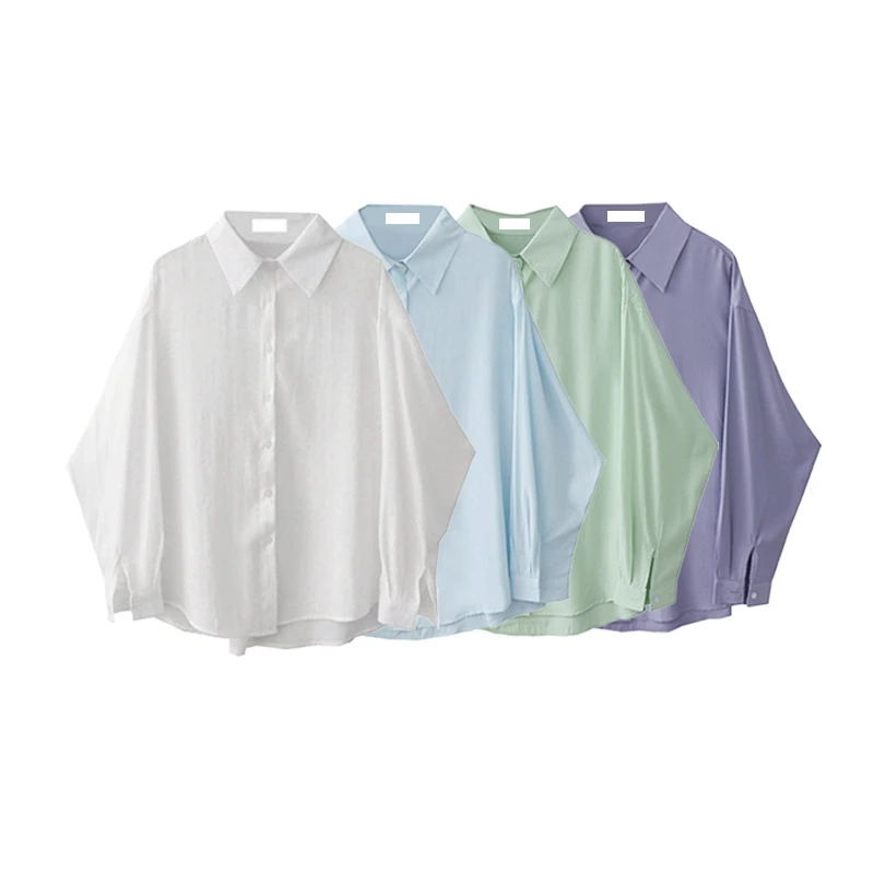 

Однотонная рубашка с длинным рукавом для женщин, летние шикарные свободные рубашки, блузка, Повседневная тонкая рубашка с защитой от солнца
