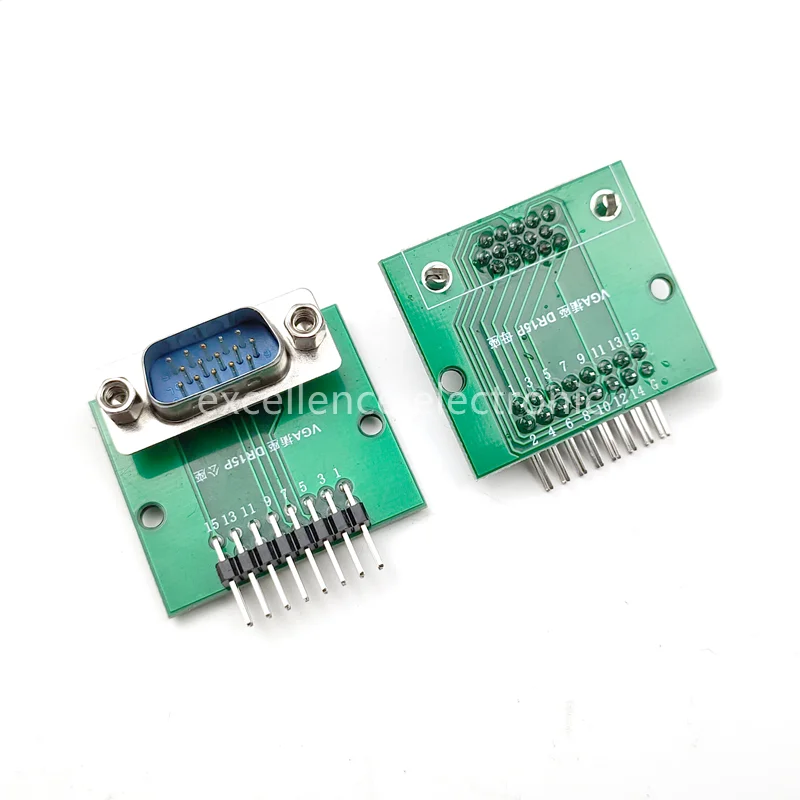 1PCS 수직 DR15(고정 나사 포함) 2.54mm 인터페이스 테스트 보드 D-sub VGA Male/ Female 소켓 PCB 변환 보드