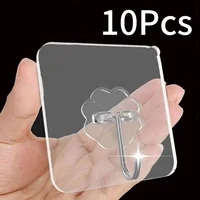 Transparent Wall Hooks Hangers Self Adhesive Door Wall Hangers Hooks Suction Heavy Load Rack For Kitchen Bathroom Accessories 1