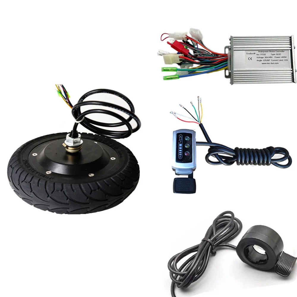 8 inch 24V/36V/48V 250W/400W brushless gearless electric hub motor wheel with matched controller, thumb throttle, ebs brake hand