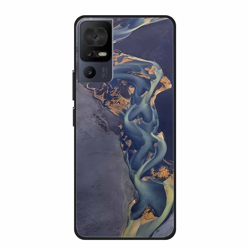 Luxury Silicone Protective Soft Phone Case with Marble Art Design in Vibrant Colors