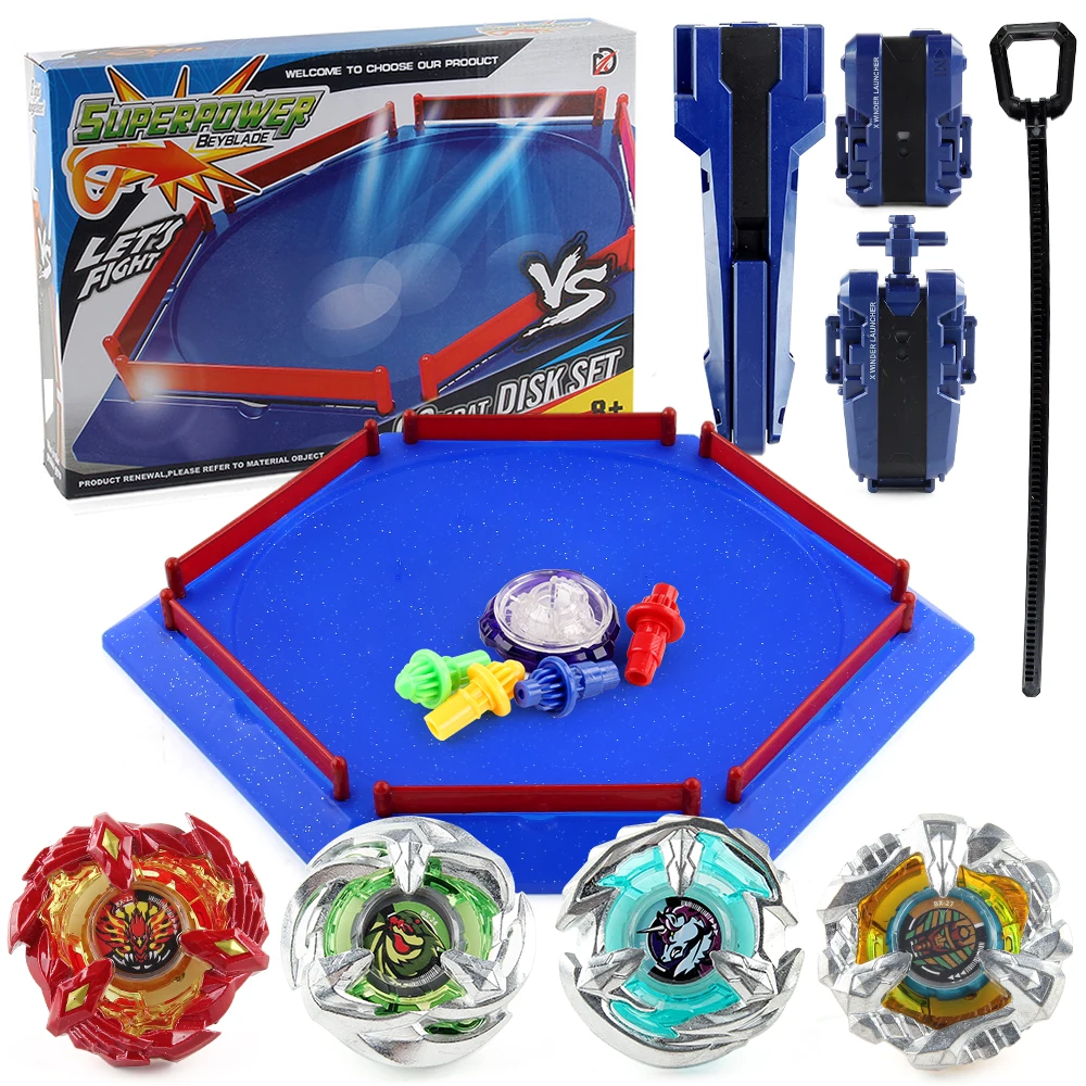 4PCS Gyros Metal Battle Spinning Top Booster with Ripcord String Launcher Stadium Gift Toy Set spinning top toy battle tops battle top toy beyblade toys gyroscope toy