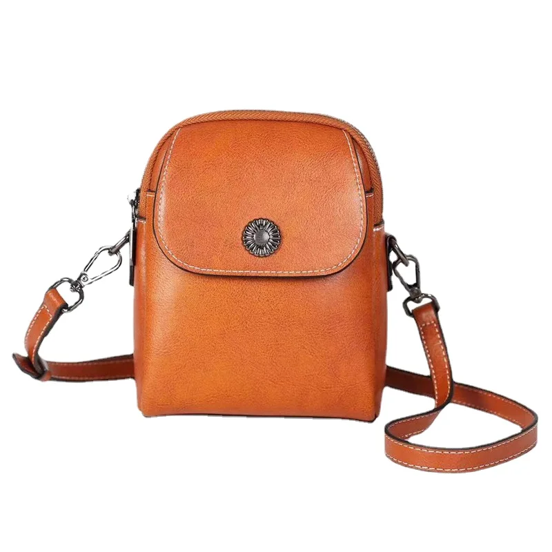 Women's Messenger Bag Genuine Cowhide Leather Shell Simple Casual Versatile Purse