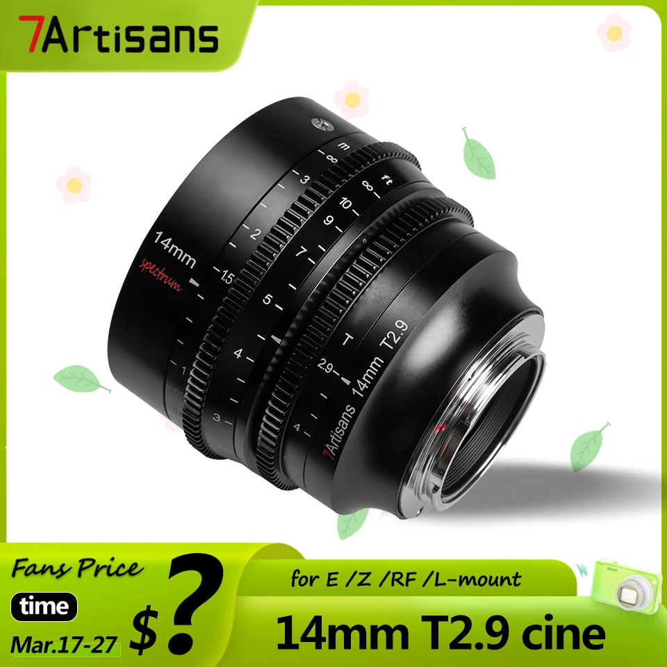 7 Artigiani 14Mm T2.9 Obiettivo Grandangolare Prime Cine Per Fotografia Fotografica Con Sony E Nikon Z Canon Rf Sigma L Mount Fx3 S3 R5