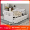 Storage Twin Bed with Trundle and Drawers Wood Daybed Captain’s Bed Bedroom Furniture for Kids Teens Guests 1